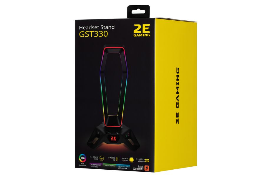 Підставка 3в1 для гарнітури 2E GAMING GST330 RGB 7.1 USB Black (2E-GST330UB) 2E-GST330UB фото