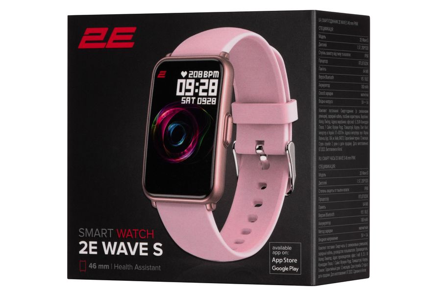 Смарт-годинник 2E Wave S 46мм, 1.57", 200x320, TFT, BT 5.1 BLE, рожевий 2E-CWW11PK фото