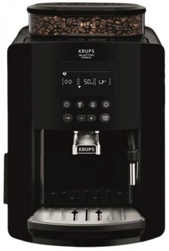 Кавомашина Krups Arabica, 1.8л, зерно, ручний капуч, LED-дисплей, авторецептів -3, свій рецепт, чорний EA817010 фото