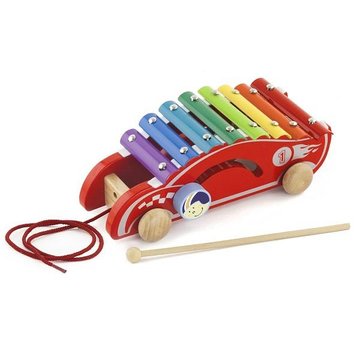 Деревянный ксилофон-каталка Viga Toys Спорткар 50341 фото