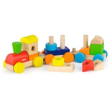 Дерев'яний поїзд Viga Toys Кольорові кубики (51610) 51610 фото