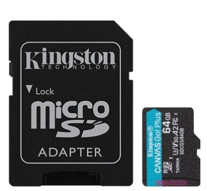 Карта пам'яті Kingston microSD 64GB C10 UHS-I U3 A2 R170/W70MB/s + SD (SDCG3/64GB) SDCG3/64GB фото