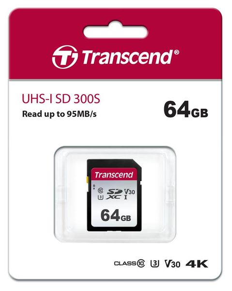 Картка пам'яті Transcend 64GB SDXC C10 UHS-I R100/W20MB/s TS64GSDC300S фото