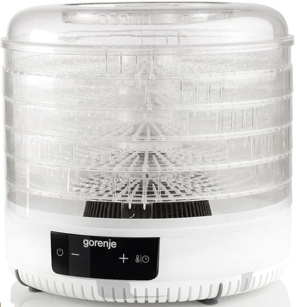 Сушилка для продуктов Gorenje, 380Вт, поддонов -2.8x31см, диаметр-31см, макс-70°С, алюминий, пластик, белый (FDK500GCW) FDK500GCW фото