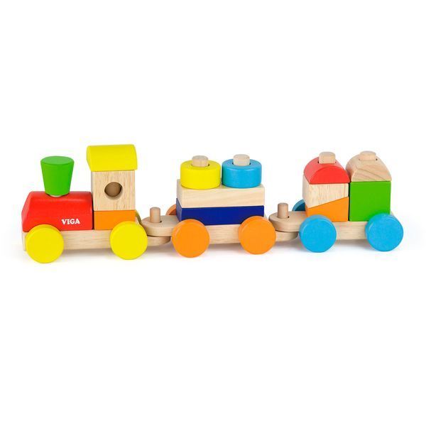 Дерев'яний поїзд Viga Toys Кольорові кубики (51610) 51610 фото