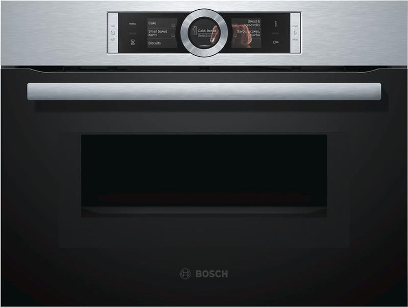 Духова шафа Bosch електрична компактна, 45л, A, дисплей, конвекція, ф-ція мікрохвиль, нерж (CMG636BS1) CMG636BS1 фото