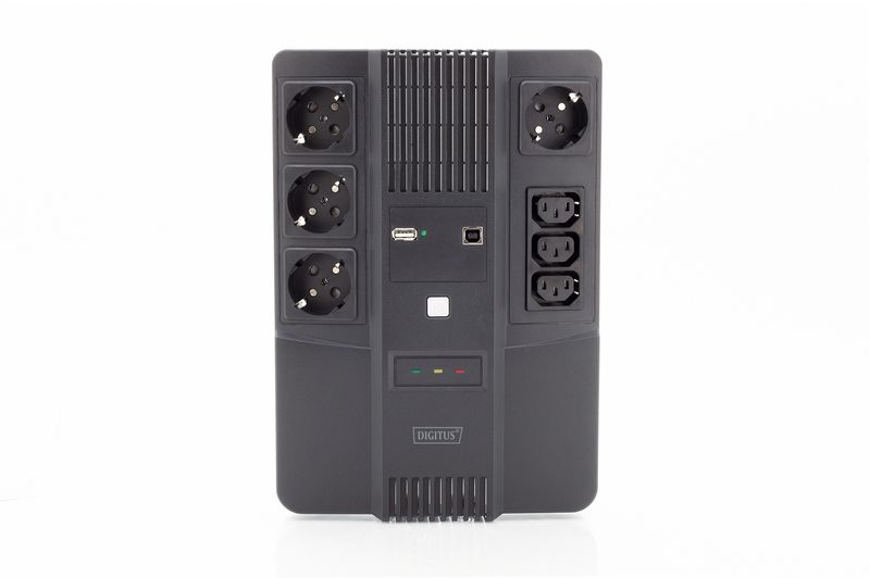 Джерело безперебійного живлення DIGITUS 600VA/360W, LED, RJ45, USB, 4xSchuko/3xC13 DN-170110 фото