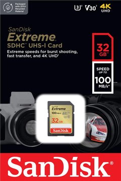 Карта памяти SanDisk SD 32GB C10 UHS-I U3 R100/W60MB/s Extreme V30 (SDSDXVT-032G-GNCIN) SDSDXVT-032G-GNCIN фото