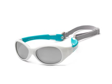 Детские солнцезащитные очки Koolsun KS-FLWA000 бело-бирюзовые серии Flex (Размер: 0+) - Уцінка KS-FLWA000 фото