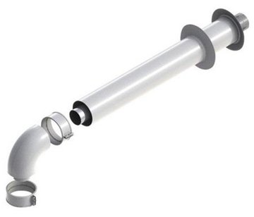 Коаксиальный горизонтальный комплект Ariston (для конденс. котлов): колено 90° + удлинитель 1000 мм, диаметр 60/100 мм (3318073) 3318073 фото