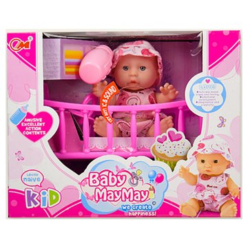 Кукла Пупс музыкальный 210-C в кроватке, бутылочка Розовый (210-C(Pink)) 210-C фото