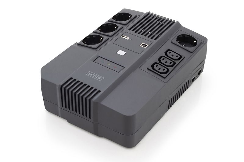 Джерело безперебійного живлення DIGITUS 800VA/480W, LED, RJ45, USB, 4xSchuko/3xC13 DN-170111 фото
