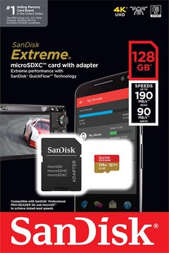 Карта памяти SanDisk microSD 128GB C10 UHS-I U3 R190/W90MB/s Extreme V30+SD (SDSQXAA-128G-GN6MA) SDSQXAA-128G-GN6MA фото