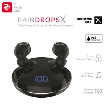 Навушники 2E RainDrops Х True Wireless Waterproof Mic Black 2E-EBTWRDXBK 2E-EBTWRDXWH фото