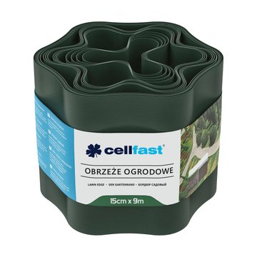 Стрічка газонна Cellfast, бордюрна, хвиляста, 15смх9м, темно-зелений 30-022H фото