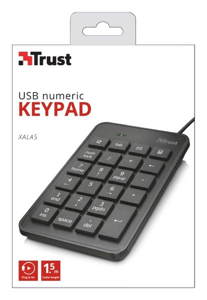 Клавіатура мембрана Trust Xalas USB-A Numeric Keypad 23Key, USB-A, Чорний (22221_TRUST) 22221_TRUST фото