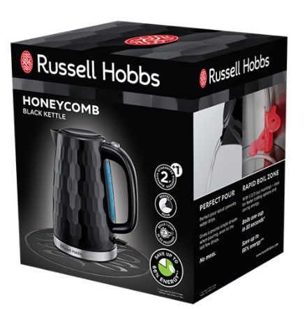 Електрочайник Russell Hobbs Honeycomb 1.7л, пластик, чорний - Уцінка 26051-70 фото