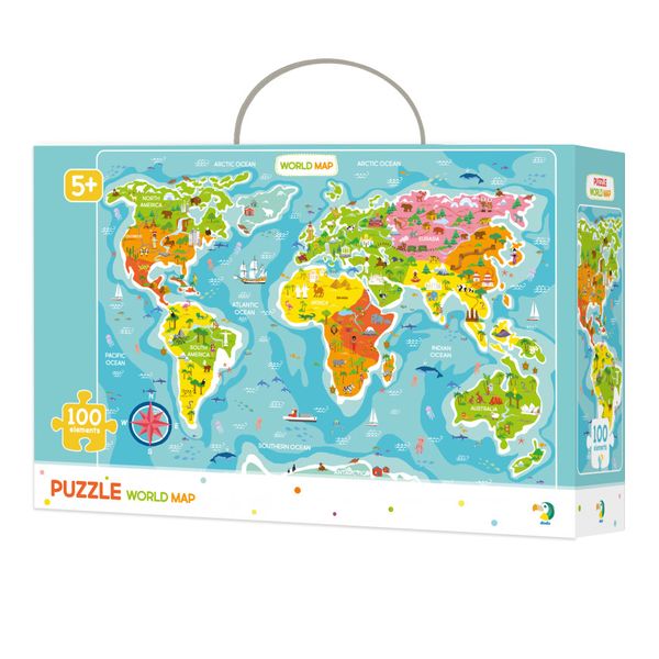 Дитячий пазл "Карта Світу" англійська версія DoDo 300123, 100 деталей 300123 фото
