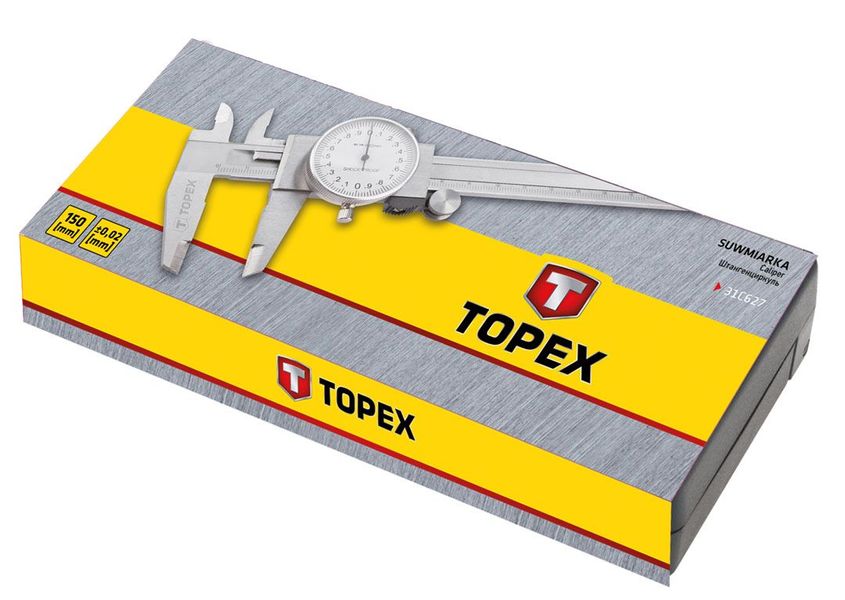 Штангенциркуль TOPEX, 150 мм, с аналоговой индикацией результата, точность измерения 0.02 мм/м (31C627) 31C627 фото