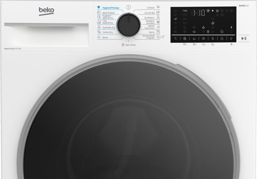 Прально-сушильна машина Beko фронтальна, 10(7)кг, 1400, А, 60см, дисплей, білий (B5DFT510457WPB) B5DFT510457WPB фото