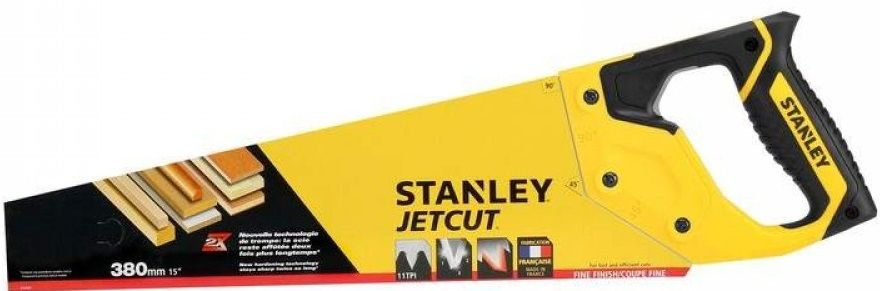 Ножовка по дереву Stanley Jet-Cut Fine, универсальная, 11TPI, закаленные зубы, 380мм (2-15-594) 2-15-594 фото
