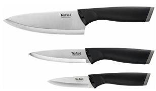 Набір ножів Tefal Comfort, 3шт, нержавіюча сталь, пластик, чорний (K221S375) K221S375 фото