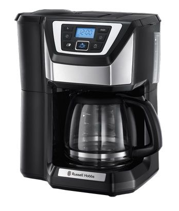 Кофеварка Russell Hobbs капельная Chester Grind und Brew, 1.5л, молотая+ зерна, LED-дисплей, кафомолка, черно-серебристый (22000-56) 22000-56 фото