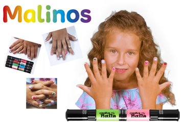 Дитячий лак-олівець для нігтів Malinos Creative Nails на водній основі (2 кольори Морський хвилі + Рожевий)