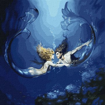 Картина по номерам. "Подводная любовь с красками металлик" 50*50см (KHO9526) KHO9526 фото