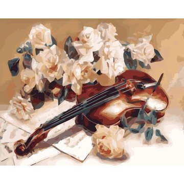 Картина по номерам. Натюрморт "Мелодия скрипки" , 40*50 см (KHO5500) KHO5500 фото