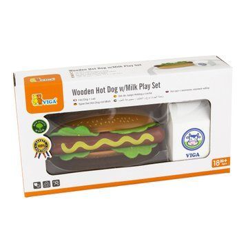Іграшкові продукти Viga Toys Дерев'яні хот-дог і молоко (51601) 51601 фото
