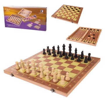 Настільна гра Шахи 3 в1, шахи, шашки, нарди, 39*39*2 см Настільна гра Шахи 3 в1, шахи, шашки, нарди, 39*39*2 см (624A) 624A фото