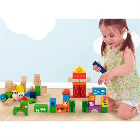 Дерев'яні кубики Viga Toys Ферма, 50 шт., 3 см (50285) 50285 фото