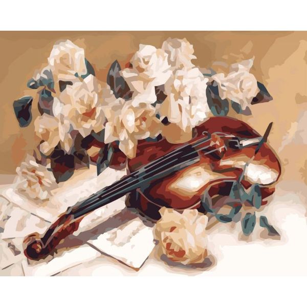 Картина за номерами. Натюрморт "Мелодія скрипки" , 40 * 50 см (KHO5500) KHO5500 фото