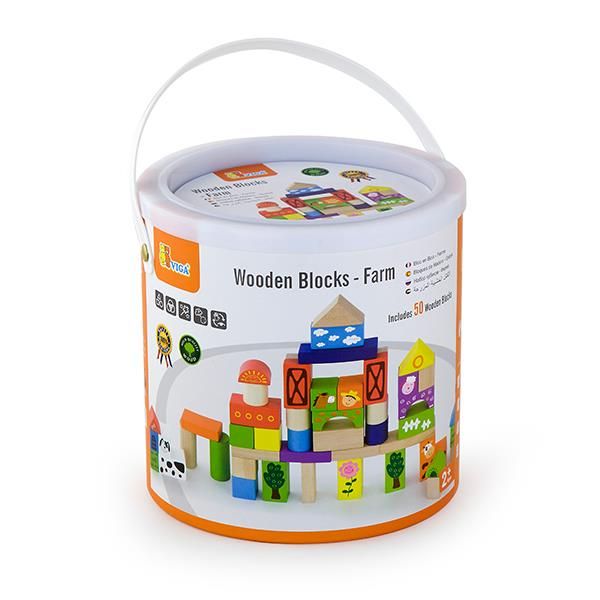 Дерев'яні кубики Viga Toys Ферма, 50 шт., 3 см (50285) 50285 фото