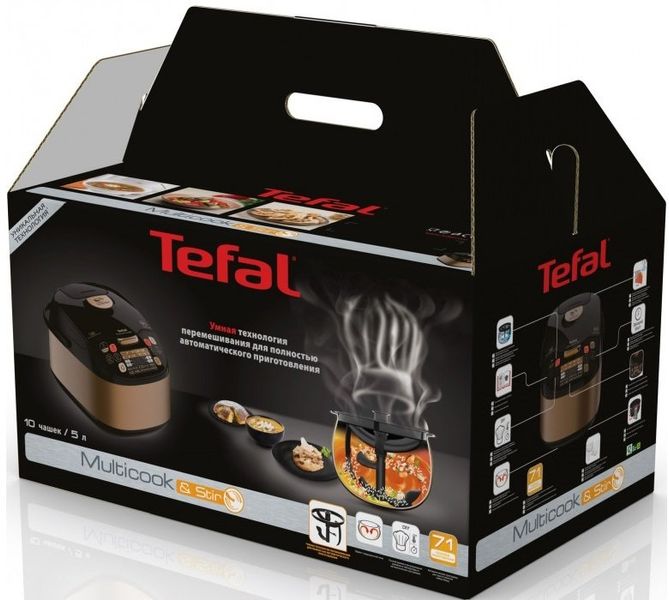 Мультиварка Tefal MultiCook & Stir, 750Вт, чаша-5л, кнопкове керування, пластик, чорно-бронз (RK901F34) RK901F34 фото