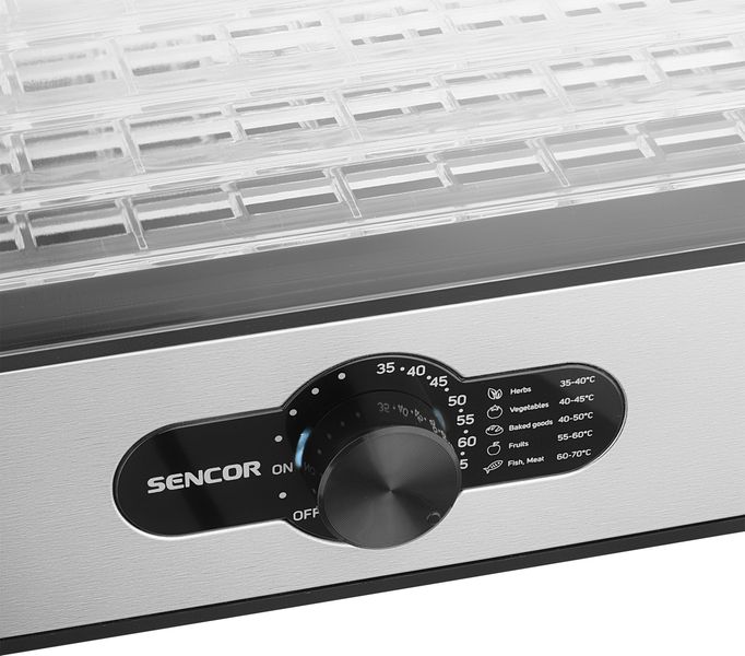 Сушарка для продуктів Sencor, 240Вт, поддонов -2.9x29см, диаметр-29см, макс-70°С, пластик , сірий SFD950SS фото