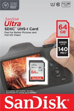 Карта пам'яті SanDisk SD 64GB C10 UHS-I R140MB/s Ultra SDSDUNB-064G-GN6IN фото