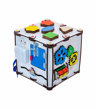 Будиночок розвиваючий Бізіборд з підсвічуванням Кубик розвиваючий 22х22х23 з підсвічуванням (K007) K007 фото