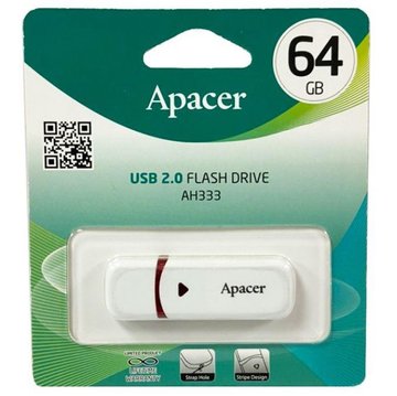 Накопичувач Apacer 64GB USB 2.0 Type-A AH333 White (AP64GAH333W-1) AP64GAH333W-1 фото