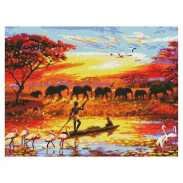 Алмазна мозаїка "Життя Африки" Strateg 50х60 см (HA0002) HA0002 фото