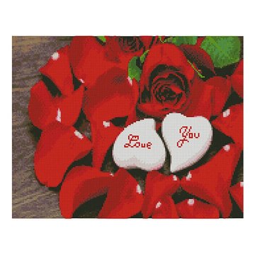 Алмазна мозаїка "Червоні троянди кохання" Strateg 40х50 см (FA11871) FA11871 фото