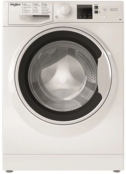 Пральна машина Whirlpool фронтальна, 6кг, 1200, A++, 43см, дисплей, люк чорний, білий (WRBSS6215WUA) WRBSS6215WUA фото