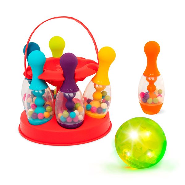 Игровой набор - СВЕРКАЮЩИЙ БОУЛИНГ (красный, 6 кеглей, шар, подставка) BX1955 фото