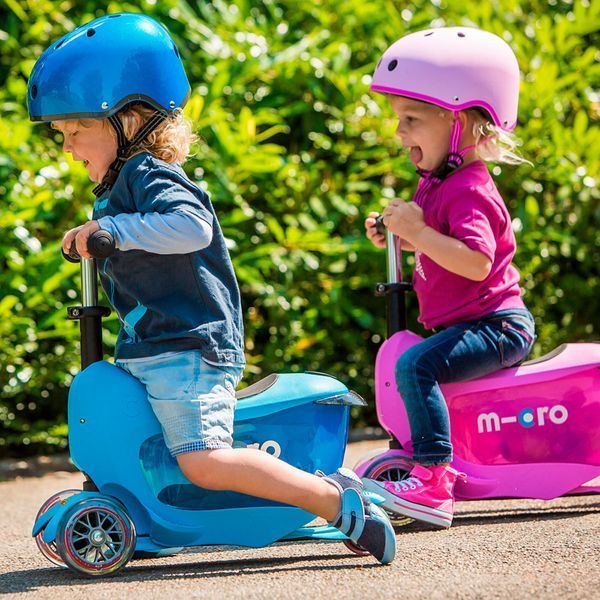 Самокат MICRO серії "Mini2go Deluxe Plus" - БЛАКИТНИЙ (до 50 kg, до 20 kg з сидінням, триколісний) MMD034 - Уцінка 100350 фото