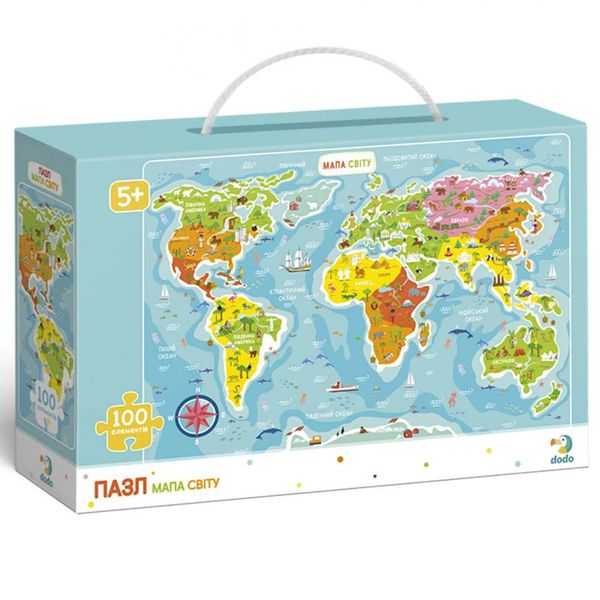 Дитячий пазл "Карта Світу" DoDo 300110/100110, 100 елементів 300110/100110 фото