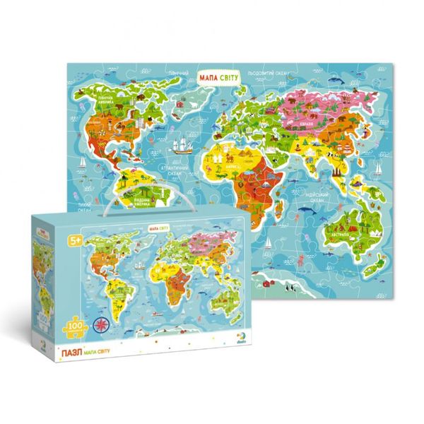 Дитячий пазл "Карта Світу" DoDo 300110/100110, 100 елементів 300110/100110 фото