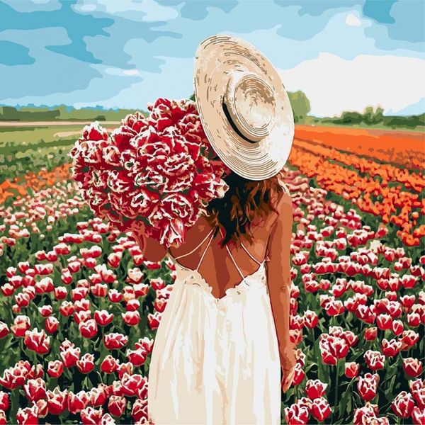 Картина за номерами "Оберемок тюльпанів" 40 * 40см KHO4725 KHO4725 фото