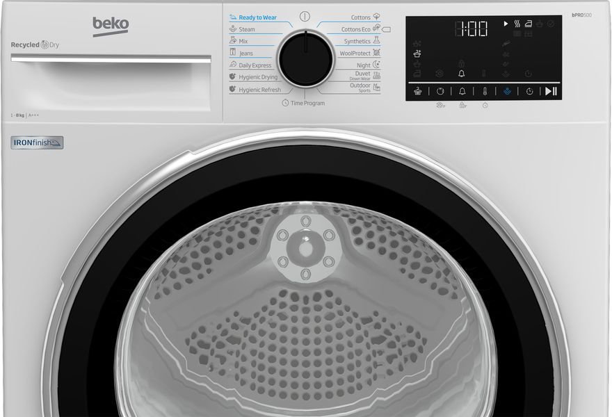 Сушильная машина Beko тепловой насос, 8кг, A+++, 60см, дисплей, белый B5T68243 фото