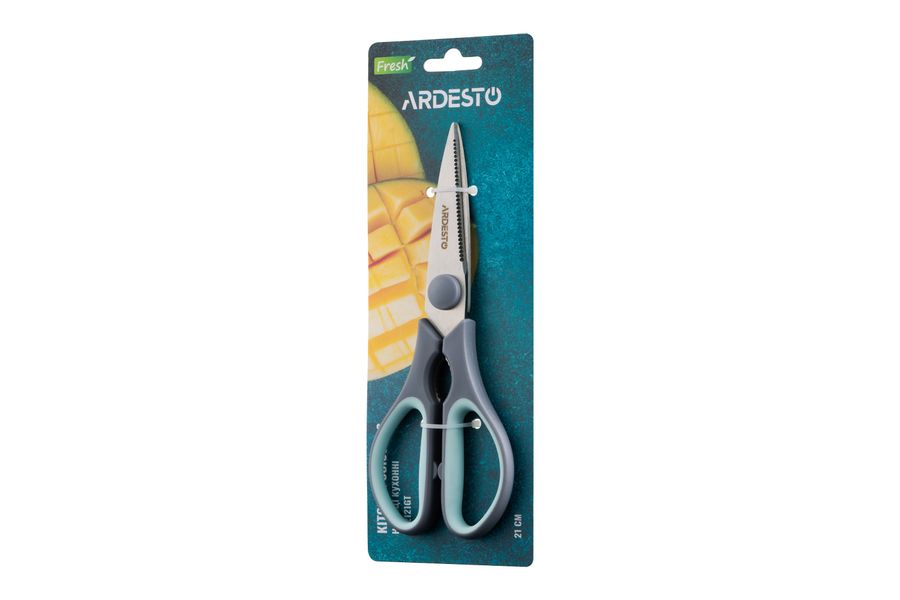 Ножницы кухонные Ardesto Fresh 21 см серый/голубой, нерж. сталь, пластик AR2121GT фото